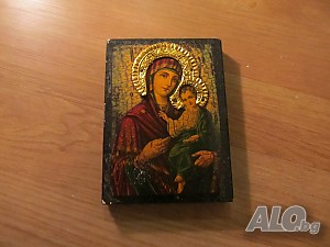 икона света богородица, Дева Мария, света богородица за здраве и благополучие с ореоли от ме