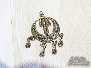 Старинен сребърен амулет филиран, накит, муска за плодовитост - дарете любов и радост