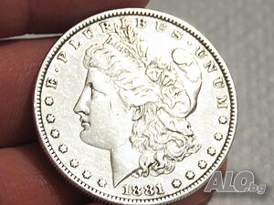 Рядък сребърен долар, морган долар, MORGAN DOLLAR, ONE  DOLLAR - 1881 г. - за колекционери
