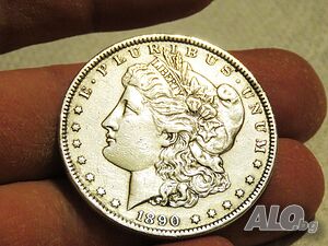 Рядък голям сребърен долар, морган долар, MORGAN DOLLAR, ONE DOLLAR - 1890 г. - за колекционери и це