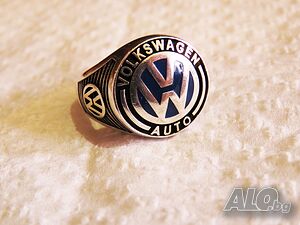 мъжки сребърен пръстен на голямата марка за автомобили фолксваген, Volkswagen - солидна красота з