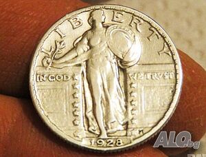 Рядък сребърен американски долар сребърен долар QUARTER DOLLAR - 1928 г. - за колекционери