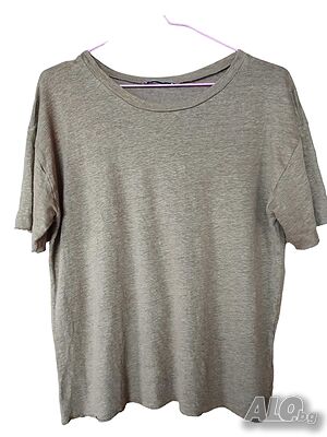 Дамска тениска Zara, 100% лен, Масленозелена, XL
