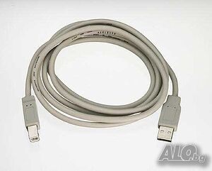 Кабел USB-A към USB-B, 1.8 м, Сив