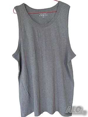 Мъжки плътен потник Actual, 100% памук, Тъмносив, 82x61 см, XXL
