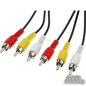 Аудио видео кабел, 3RCA, Стерео, 1.5 м
