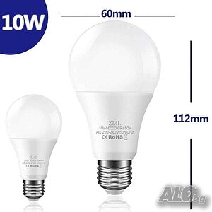 LED крушка E27, 270°, 220-240v, 10W, 6000K, Студена бяла светлина