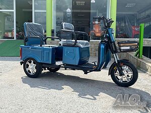 NEW Електрическа Двуместна Триколка CARGO LUX 1500W-1000W/48V/20Ah - Светло Син Металик