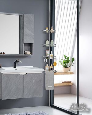 Ъглова Етажерка за баня Kindrino ‎ZW78X4DT-I25GR Рафт за баня с регулируема височина телескопична