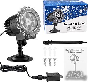 LED прожектор на снежинки Snowflake Lamp коледна светлина IP44 Led декорация
