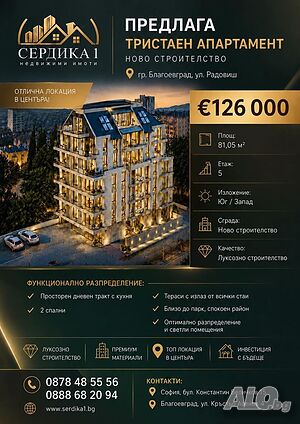 Тристаен апартамент 81 кв.м Тухла 2028 г. 5 етаж Непоследен