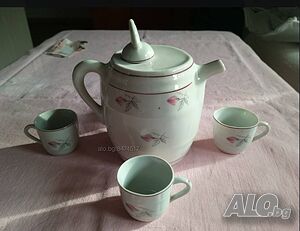 Старинен БГ сервиз за греена ракия-Порцелан.