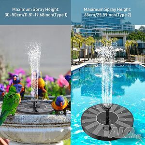 Слънчева помпа за фонтан 1.5W, с 8 сменяеми дюзи, безчетков мотор, плаваща с гъба,