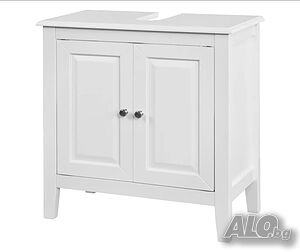 Шкаф за баня от MDF - бял малък шкаф само 30 см широк! Чисто нов! Сглобен!