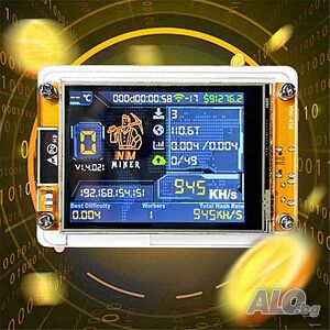 NerdMiner V2 1060KH/s ESP32 - Solo Bitcoin Lottery Miner - соло биткойн миньор