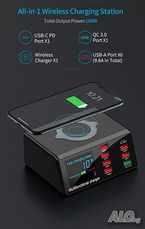 Зарядна станция за телефон 100W 8 порта USB