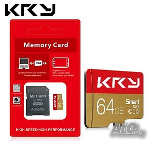 Micro SD Memory Card / TF Карта Памет 64 GB Class 10 + Adapter