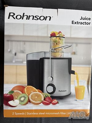 НОВА Сокоизстисквачка Rohnson R-438 - 600W, 2 скорости, инокс, 65 мм отвор