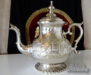 Посребрен марокански чайник, кана Touzani Mohamed.
