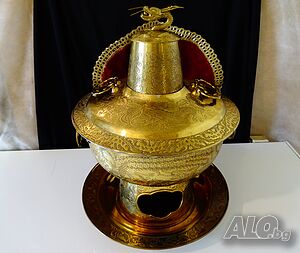 Китайско бронзово барбекю, тенджера на дървени въглища.