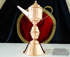 Медна маслена лампа, чиста червена мед.