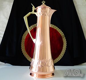Медна кана с капак WMF бягащ щраус Art Nouveau,Jugendstil