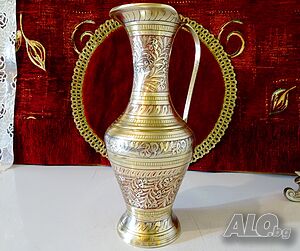 Бронзова кана за вино, цветен клетъчен емайл, 1.2 л.
