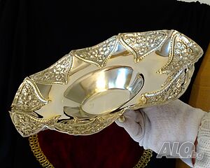 Посребрена бронзова фруктиера,Gold 24k Deloux.