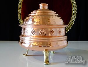 Старинна медна захарница, бонбониера, меден съд.