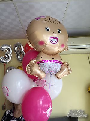 - 50 % Фолиев балон ”Момиче е! ” ( It’s a Girl) бебе с биберон розов цвят