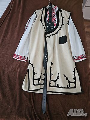 Мъжка шопска носия от вълнен плат за човек висок 180-187 см кожен колан и цървули #44-45