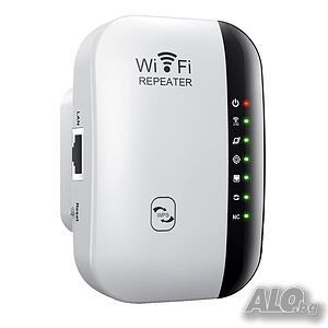 Универсален WiFi Усилвател на Сигнал (Repeater), 300Mbps, Безжичен Удължител на Обхват с LAN Порт
