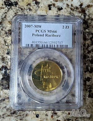 Полша, 2злоти, Raciborz 2007г PCGS MS 66