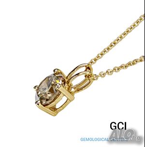 Златно дамско колие с 💯 % естествен диамант 1,54 ct. (сертификат от Израел GCI)