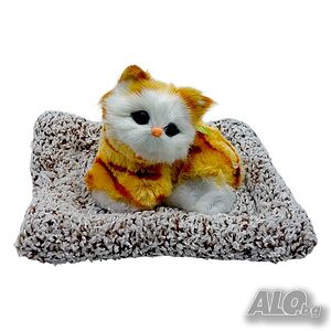 Плюшена играчка коте с постелка. Мяука.