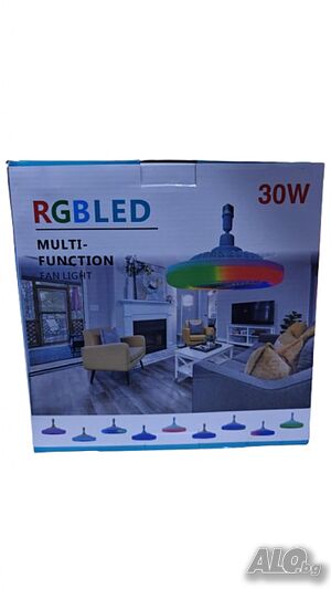 2в1 Smart LED RGB Лампа Вентилатор за таван с дистанционно управление