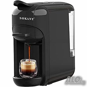 Еспресо машина SOKANY SK-516, за капсули и мляно кафе 3 в 1, 1450W, 19 бара