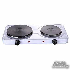 Котлон двоен Rosberg, 2500W, Чугунени плочи, Бял/ Черен - 2 ГОДИНИ ГАРАНИЦЯ