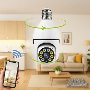 WiFi Панорамна IP Камера LYLÚ 360° във форма на крушка с нощно виждане и автоматично проследяване