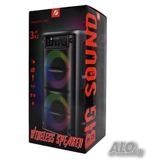 Преносима колона 2 х 3” КТS-1527, 20W, Bluetooth, FM, LED светлина