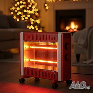 Кварцов отоплител 1500W с 2 степени и мобилни колелца - бързо и безопасно затопляне