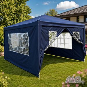 Градинска шатра павилион 3x4x2.5 м - Парти шатра със стени, 4 прозореца и вход с цип