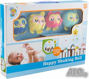 Музикална бебешка въртележка за кошарка Happy Shaking Bell