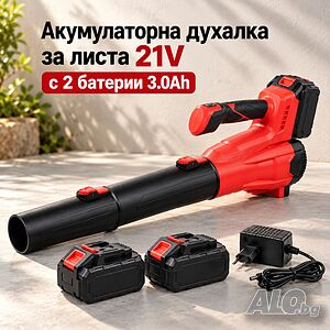 Акумулаторна духалка за листа 21V с 2 батерии 3.0Ah, 6 скорости и дълга дюза