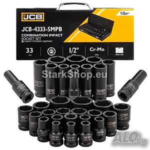 Професионални Ударни Вложки 33части 1/2″ JCB + Дълбоки Вложки / Камъни 4333-5MPB