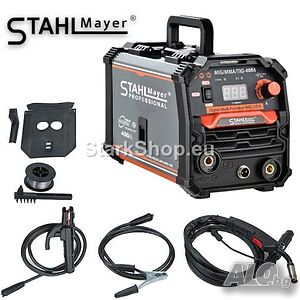 Апарат MIG, MAG, MMA за Заваряване СО2 Без Газ 400А STAHLMAYER-PRO 2в1 Телоподаващо + Електрожен