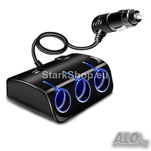 Разклонител за запалка на автомобил 12V с USB