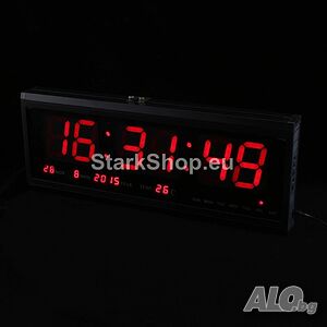 LED стенен часовник с термометър и аларма