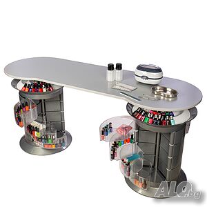 Маса за маникюр Grande Plus - бяла/сива/черна 165 х 50/55 х 73 см