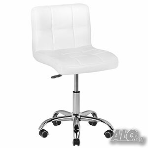 Козметичен стол - табуретка с облегалка A-5299 - бял / черен 48/61 см